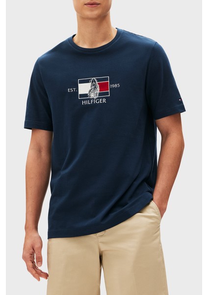 Pamuk Regular Fit Bisiklet Yaka Logolu T Shirt Erkek T Shirt MW0MW38628 Daf