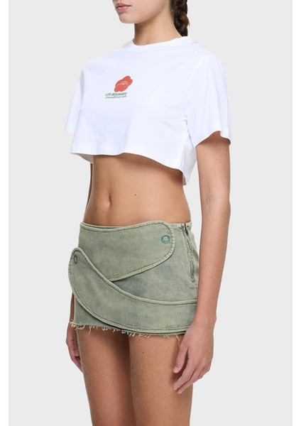 Baskılı Pamuk Loose Fit Crop T Shirt Bayan T Shirt LB25SSUNLFUTS fiyatları