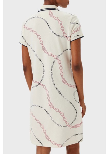 Desenli Streç Pamuklu Regular Fit Mini Boy Şeritli Polo Yaka Elbise Bayan Elbise WW0WW45532 01V modelleri