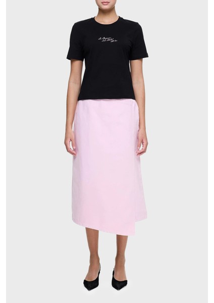 Ön ve Arka Baskılı Pamuk Regular Fit T Shirt Bayan T Shirt LB25SSUNLFUTS