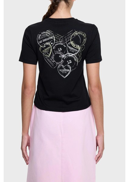 Ön ve Arka Baskılı Pamuk Regular Fit T Shirt Bayan T Shirt LB25SSUNLFUTS modelleri