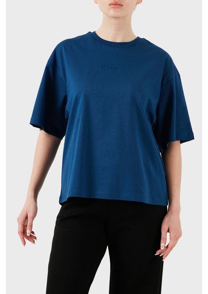 Pamuk Oversize Fit Bisiklet Yaka Logolu T Shirt Bayan T Shirt Lbnoosessfuts