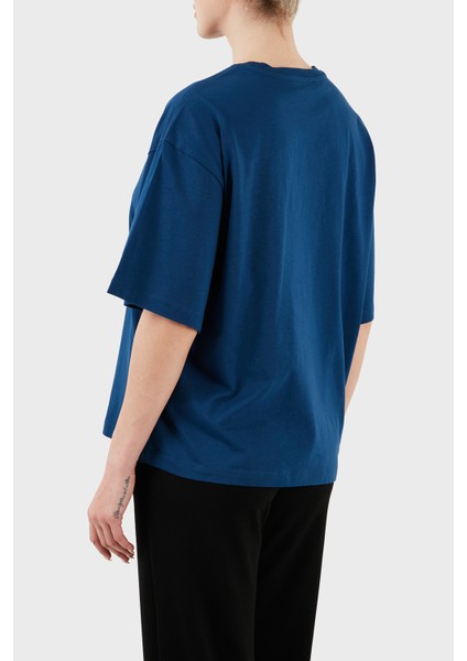 Pamuk Oversize Fit Bisiklet Yaka Logolu T Shirt Bayan T Shirt Lbnoosessfuts modelleri