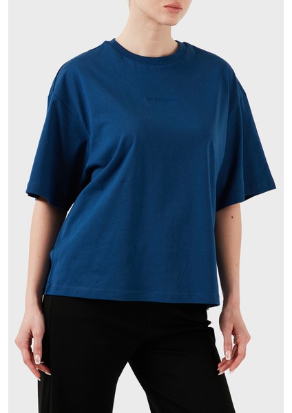 Pamuk Oversize Fit Bisiklet Yaka Logolu T Shirt Bayan T Shirt Lbnoosessfuts fırsatları