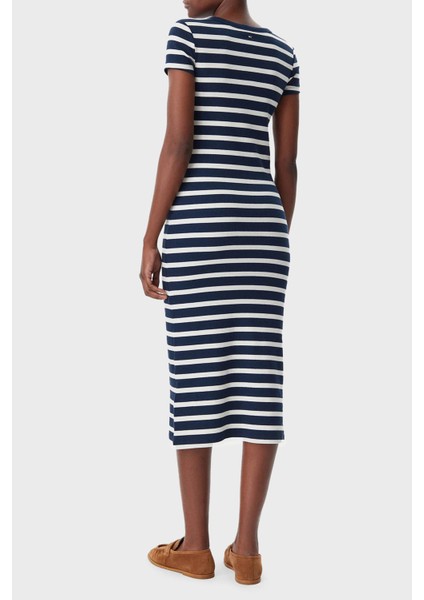 Çizgili Streç Pamuklu Slim Fit Midi Boy Elbise Bayan Elbise WW0WW43864 0A4 modelleri