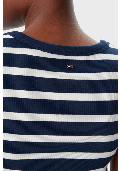 Çizgili Streç Pamuklu Slim Fit Midi Boy Elbise Bayan Elbise WW0WW43864 0A4 indirimleri