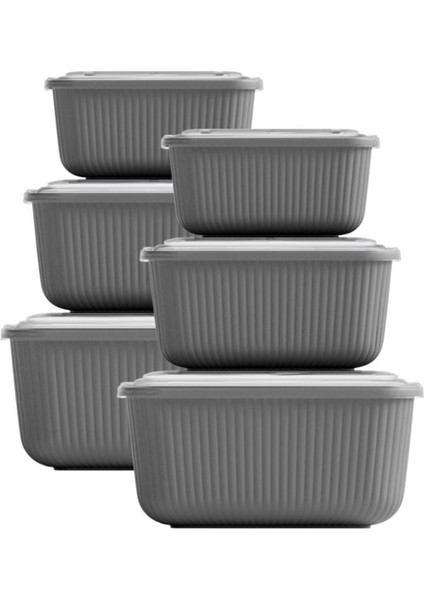 6 Lı Erzak Gıda Saklama Kabı, Buzdolabı Düzenleyici Organizer 6 Lı Set 2X(600ML,1100ML,1800ML) Gri fiyatları