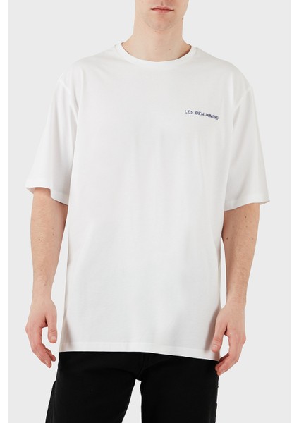 Sırt Baskılı Pamuk Oversize Fit Bisiklet Yaka T Shirt Erkek T Shirt LB25SSUNLMUOT fırsatları