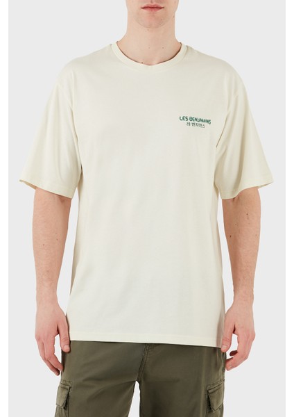 Baskılı Relaxed Fit Pamuklu Bisiklet Yaka T Shirt Erkek T Shirt LB25SSUNLMUTS
