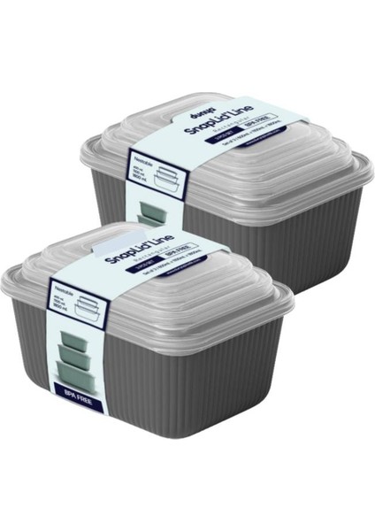 6 Lı Erzak Gıda Saklama Kabı, Buzdolabı Düzenleyici Organizer 6 Lı Set 2X(600ML,1100ML,1800ML) Gri modelleri