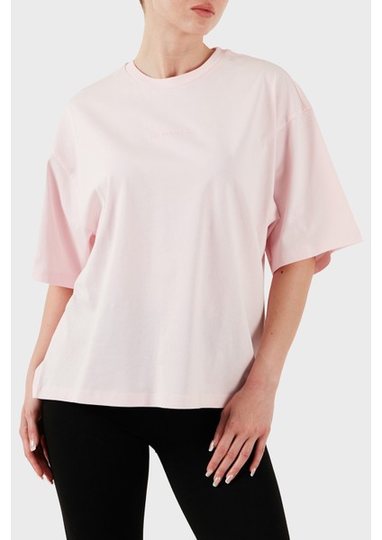 Pamuk Oversize Fit Bisiklet Yaka Logolu T Shirt Bayan T Shirt Lbnoosessfuts fırsatları