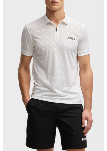 Logolu Slim Fit Yarım Fermuarlı Polo Yaka T Shirt Erkek Polo Yaka T Shirt 50538106 100