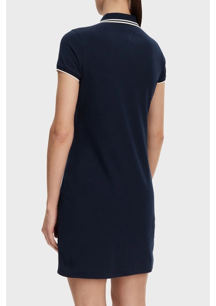 Streç Pamuklu Regular Fit Mini Boy Şeritli Polo Yaka Elbise Bayan Elbise WW0WW45532 C1G modelleri