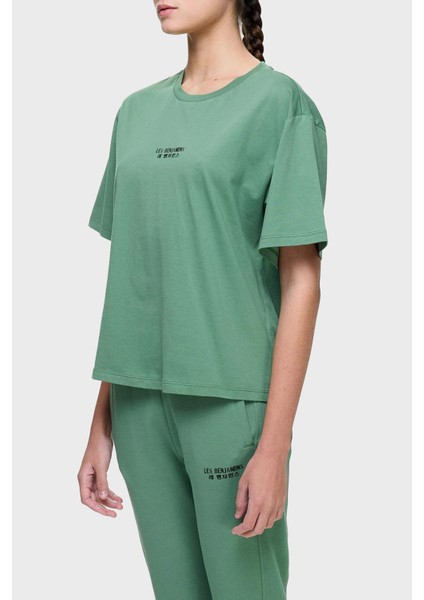 Ön ve Arka Baskılı Pamuk Boxy Fit T Shirt Bayan T Shirt LB25SSUNLFUTS