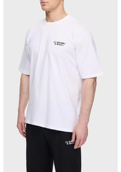 Sırt Detaylı Pamuk Oversize Bisiklet Yaka T Shirt Erkek T Shirt LB25SSUNLMUOT