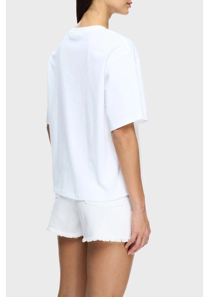 Baskılı Pamuk Boxy Fit Bisiklet Yaka T Shirt Bayan T Shirt LB25SSUNLFUTS modelleri