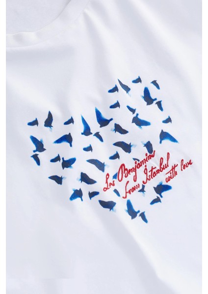 Baskılı Pamuk Boxy Fit Bisiklet Yaka T Shirt Bayan T Shirt LB25SSUNLFUTS fırsatları