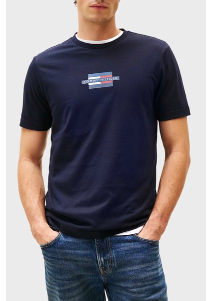 Logolu Pamuk Regular Fit Bisiklet Yaka T Shirt Erkek T Shirt MW0MW38636 Dw5