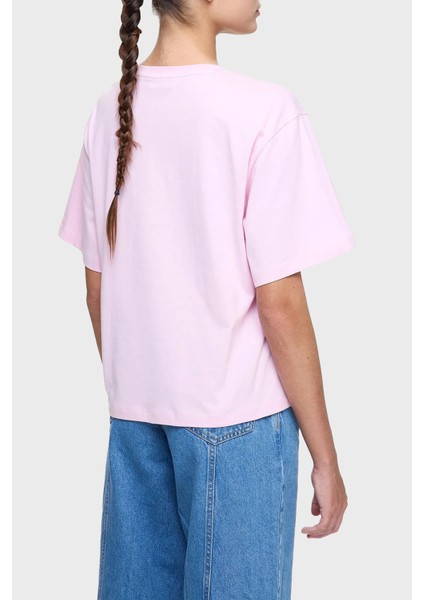 Baskılı Pamuk Boxy Fit Bisiklet Yaka T Shirt Bayan T Shirt LB25SSUNLFUTS modelleri
