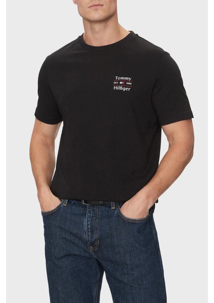 Pamuk Regular Fit Bisiklet Yaka Logolu T Shirt Erkek T Shirt MW0MW38622 Bds