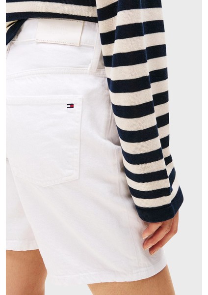 % 100 Pamuk Straight Fit Yüksek Bel Mini Kot Short Bayan Short WW0WW45924 Ycf