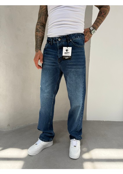 Erkek Baggy Pantolon Lazerli - Lacivert
