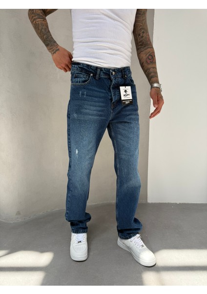 Erkek Baggy Pantolon Lazerli - Lacivert