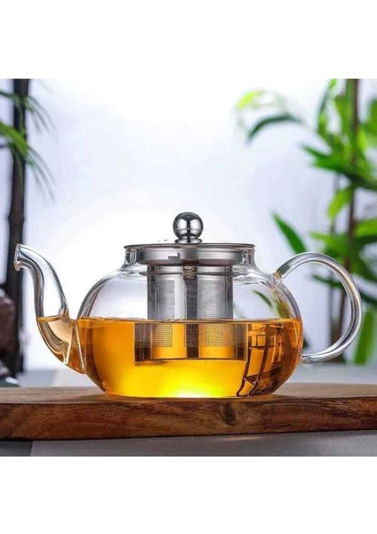 Borosilikat Cam Demlik 1000 ml, Çelik Süzgeçli, Pratik Kahve ve Çay Demleme Aracı