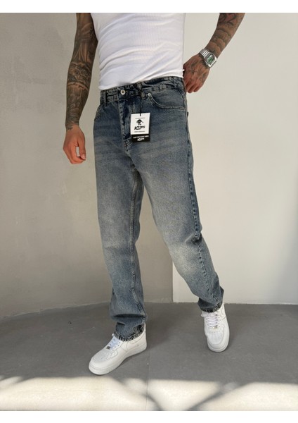 Erkek Basic Baggy Pantolon - Indigo