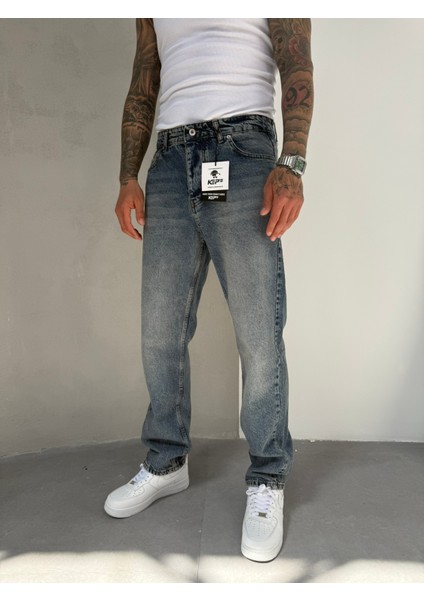 Erkek Basic Baggy Pantolon - Indigo