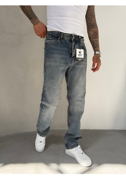 Erkek Basic Baggy Pantolon - Indigo