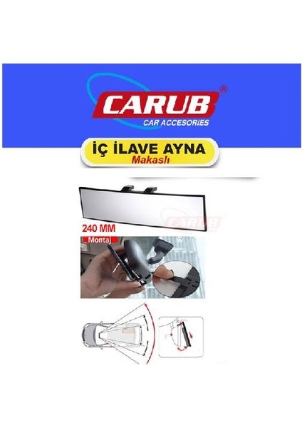 Iç Dikiz Ayna Ilave Makaslı 240MM Bombe Vakumlu Carub BR0223203