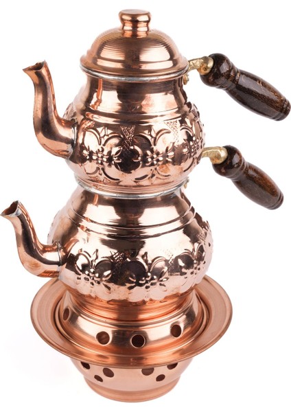 Bakır Osmanlı Ocaklı Küçük Çaydanlık, şık ve kullanışlı ev aksesuarı, 1,4 L