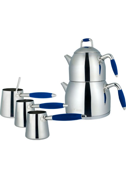 Lacivert Renkli Çaydanlık ve Cezve Takımı, Paslanmaz Çelik, Çok Renkli, 1,5 L fiyatları