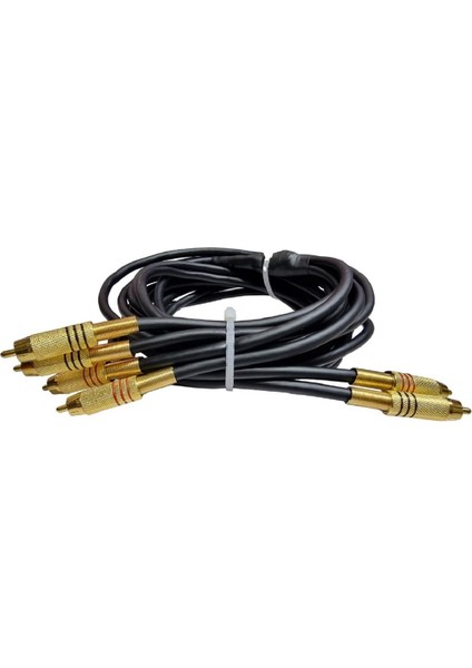 Amfi Rca Kablosu - El Yapımı %100 Bakır Parazit Yapmaz - 2 Giriş 4 Çıkış Anfi Rca Kablosu - 5 Metre