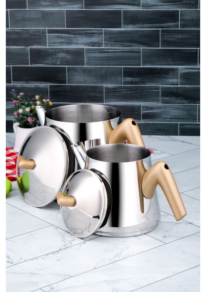 Altın renkli şık aile çaydanlık seti, zarif ve kullanışlı tasarım modelleri