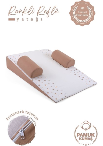Bebek Yatağı (Kahverengi-Yıldız) Yıkanabilir Kılıflı, Ortopedik, Ana Kucağı