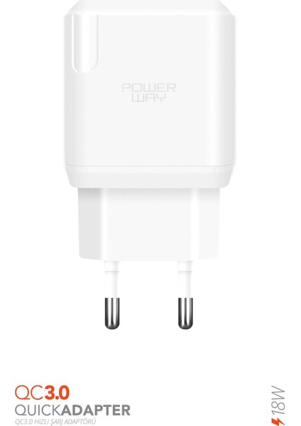 USB Girişli 3 Amper 18W Hızlı Şarj Adaptörü