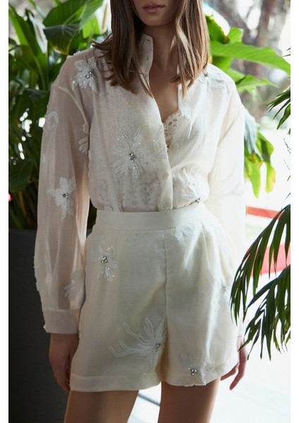 Nakışlı Taş Detaylı Regular Fit Normal Bel Mini Short Bayan Short 053 fiyatları