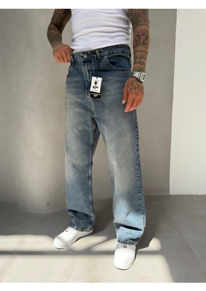 Relax Fit Baggy Pantolon - Indigo