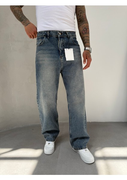 Relax Fit Baggy Pantolon - Indigo modelleri