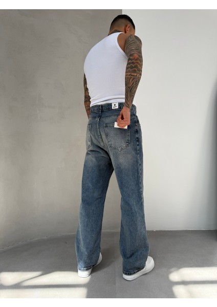 Relax Fit Baggy Pantolon - Indigo indirimleri