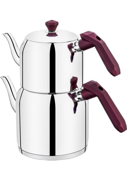 Gala Inox Mor Kulp Orta Boy Çaydanlık Takımı 122