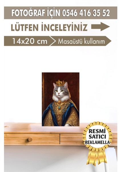 No:14 Kişiye Özel Tasarım Evcil Hayvan Tablosu Patili Hediyelik Kraliyet Kıyafetli Portresi