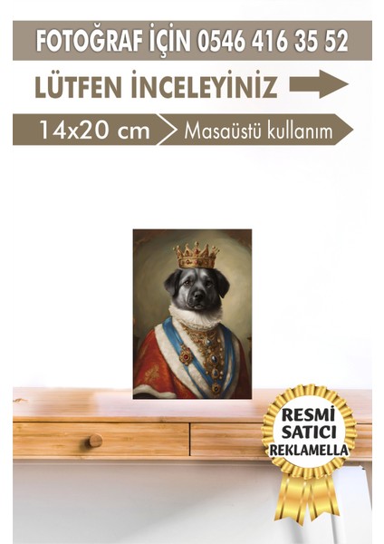 No:16 Kişiye Özel Tasarım Evcil Hayvan Tablosu Patili Hediyelik Kraliyet Kıyafetli Portresi