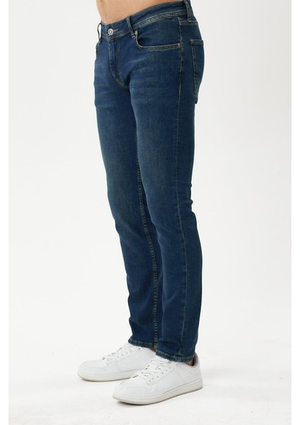 Panama 761-01 Tint Blue Likralı Dar Paça Dar Kesim Erkek Kot Pantolon Mavi