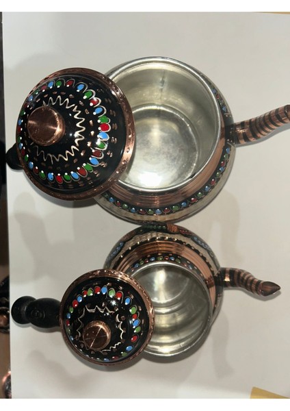 El Işi İşlemeli Içi Kalaylı Bakır Çaydanlık