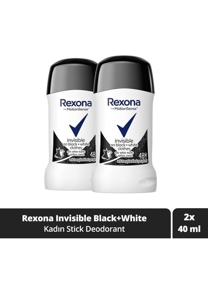 Kadın Stick Deodorant Invisible Black White 40 ml X2