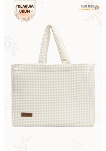 Panama Bag, Anne Bebek Bakım Çantası, Sıvı Geçirmez Çanta, Xl Büyük Boy,kadın Çantası,gingham Seris
