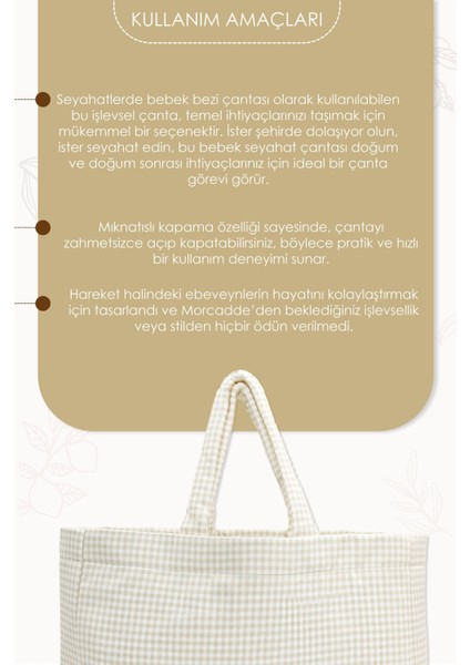 Panama Bag, Anne Bebek Bakım Çantası, Sıvı Geçirmez Çanta, Xl Büyük Boy,kadın Çantası,gingham Seris fırsatları